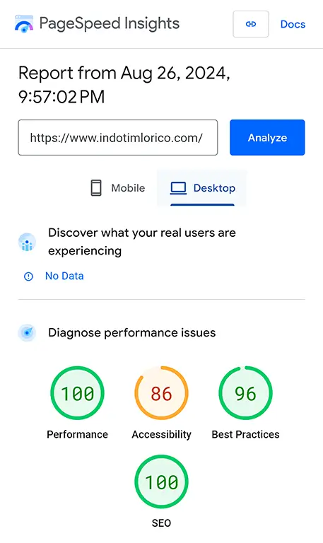 Pagespeed. Web. Dev analysis https www indotimlorico com desktopiphone 14 pro