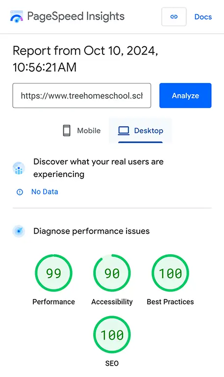 Pagespeed. Web. Dev analysis https www treehomeschool sch id desktopiphone 14 pro